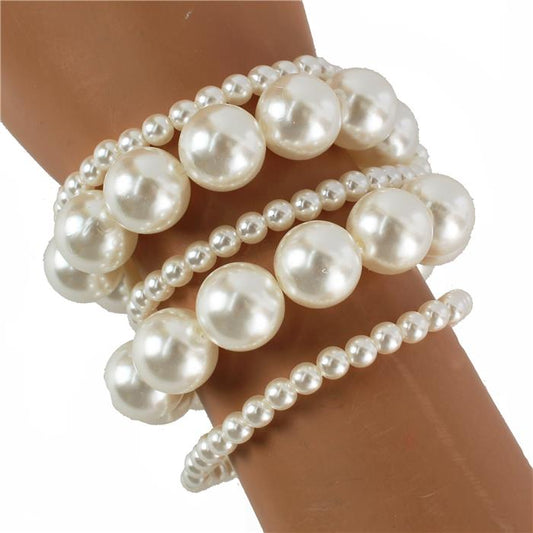 Pearl 5 Layered Stretch Bracelet