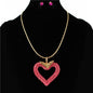 Fashion Red Stone Heart Charm Necklace Set