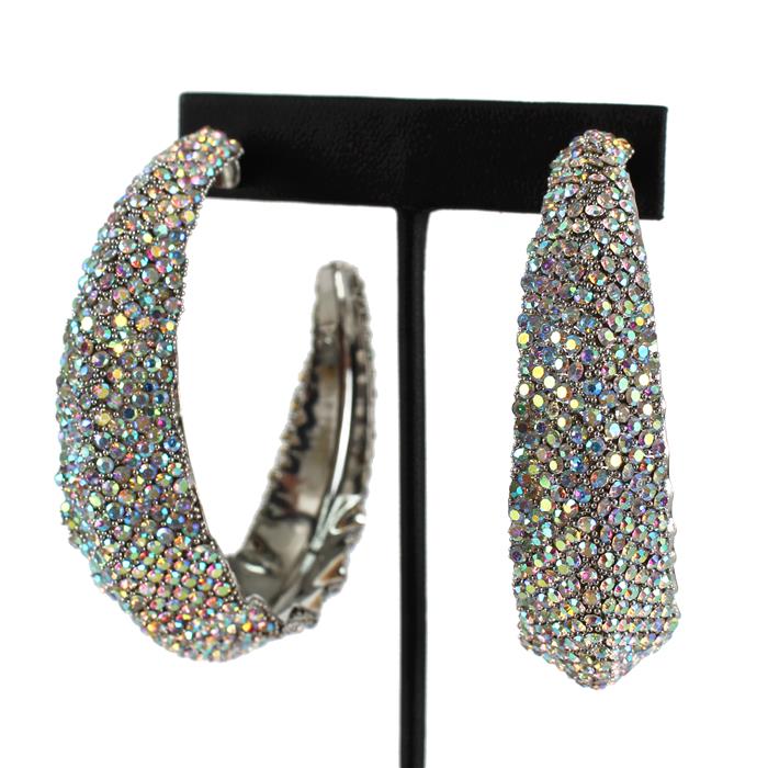 Rhinestone 70 MM Hoop Earring