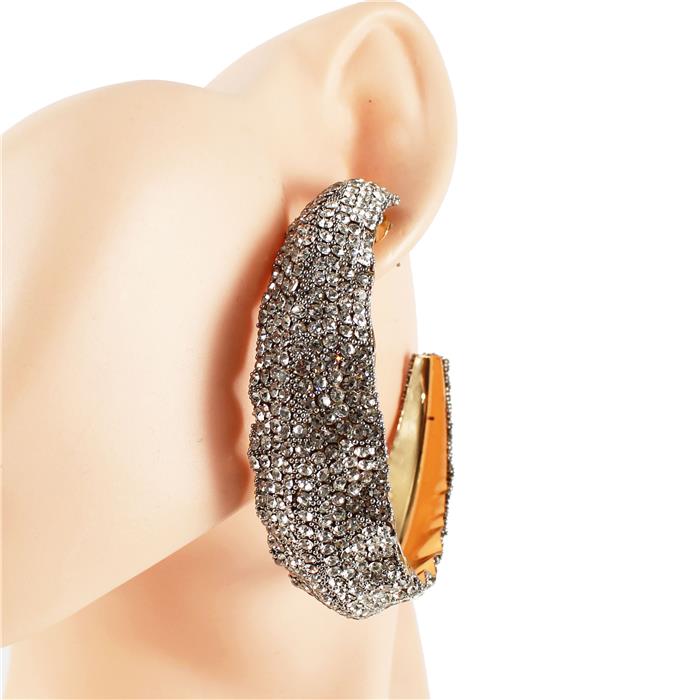 Rhinestone 70 MM Hoop Earring