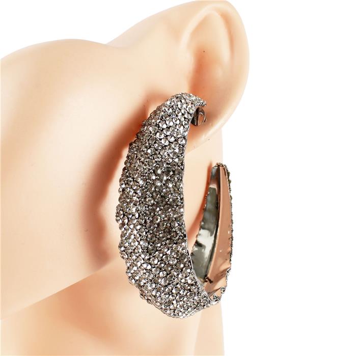 Rhinestone 70 MM Hoop Earring