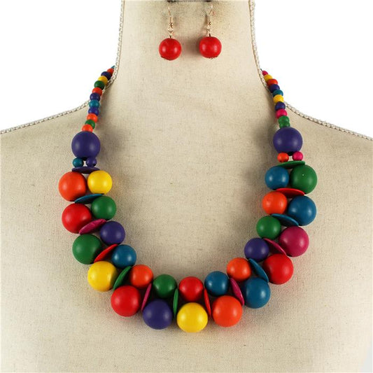 Wooden Color Necklace Set