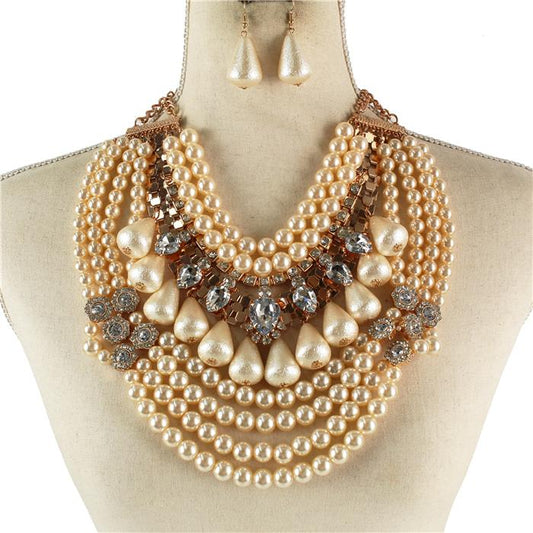 Chunky Pearl Layered Necklace Set