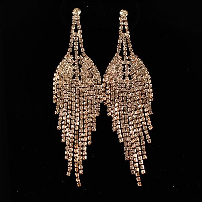 Rhinestone Long Fringed Earring