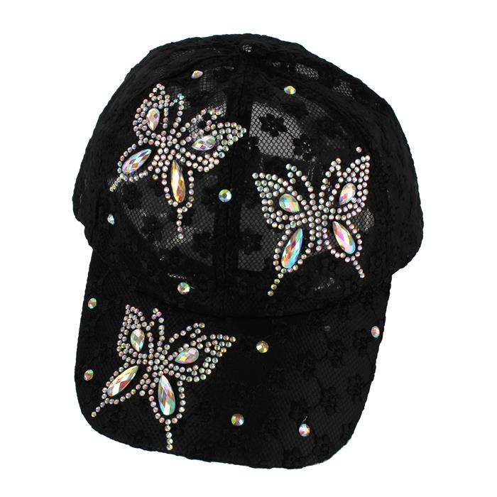 Lace With Stone Butterfly Cap