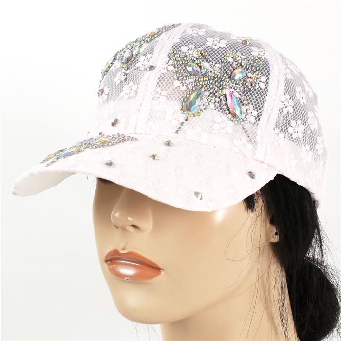 Lace With Stone Butterfly Cap