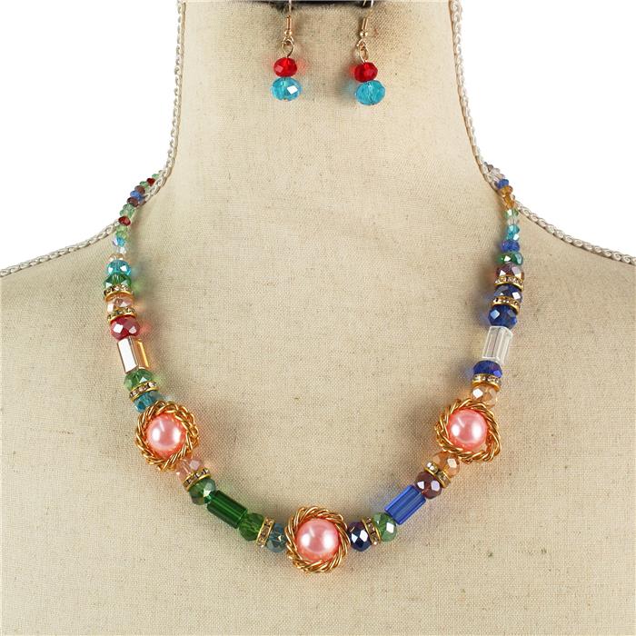 Crystal Bead Necklace Set