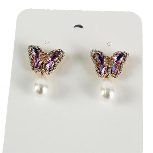 Butterfly Pearl Stud Earring