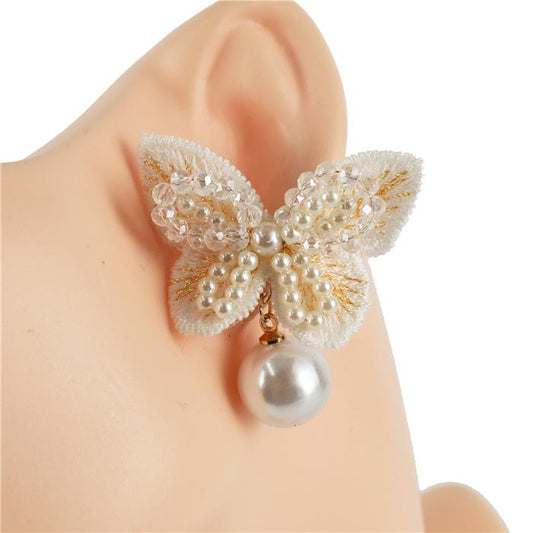 Butterfly Pearl Stud Earring