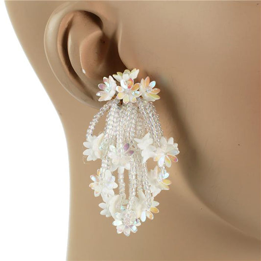 Pearl Flowe Fringed Earring