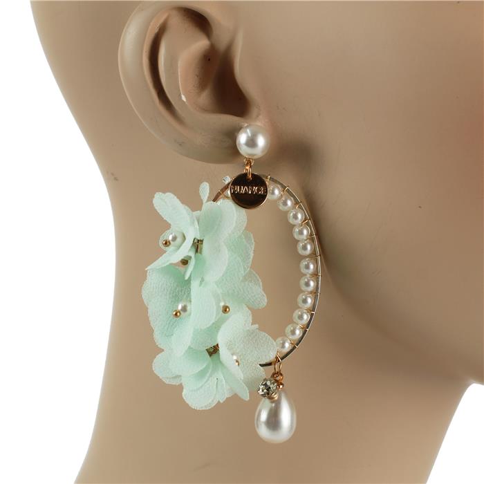 Pearl With Flower Dangle Earring