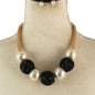 Fashion Pearl With Crystal Ball Necklace Set