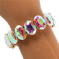 Crystal Over Shape  Stone Stretch Bracelet