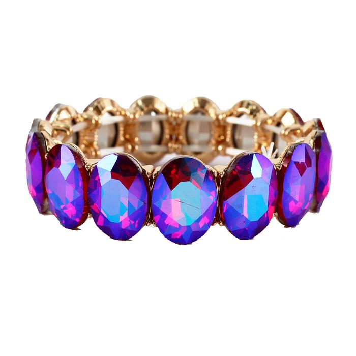 Crystal Over Shape  Stone Stretch Bracelet