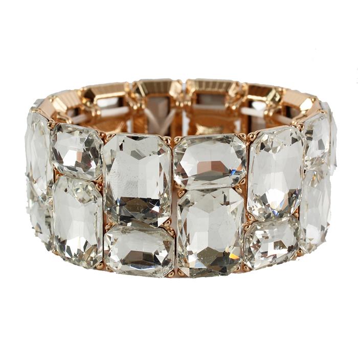 Crystal Stretch Rectangle Shape Stone Bracelet