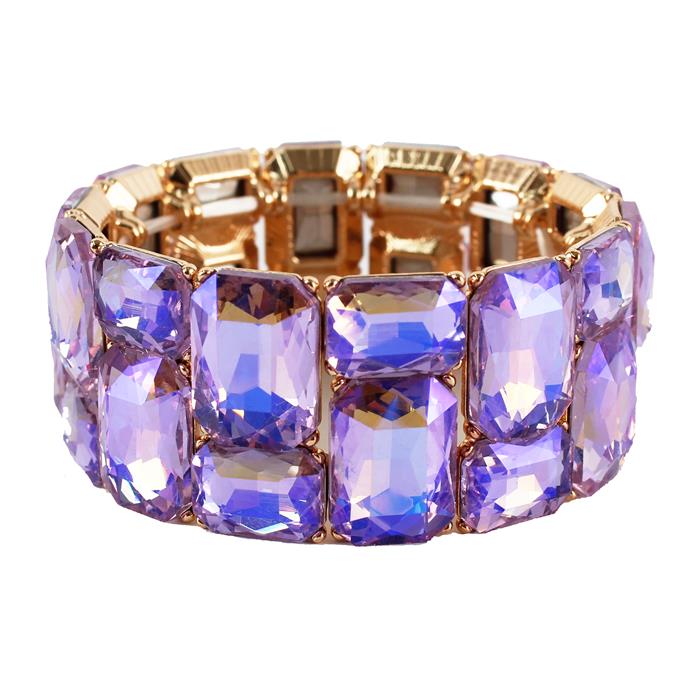 Crystal Stretch Rectangle Shape Stone Bracelet