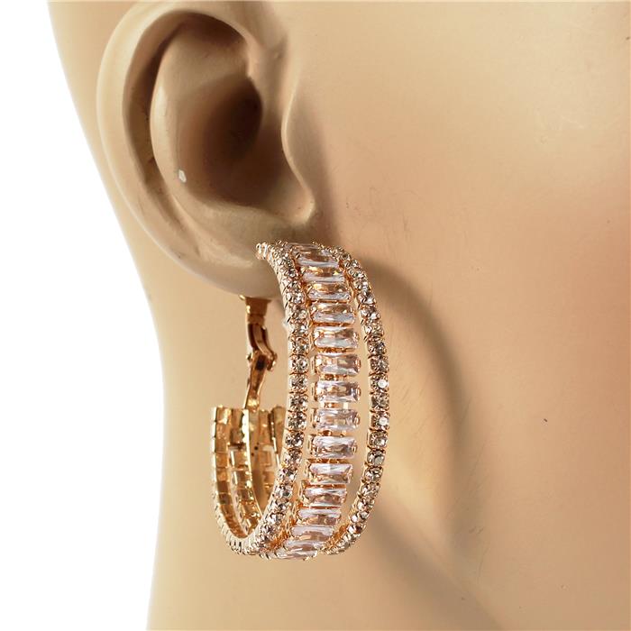 Rhinestone 40 MM Hoop Earring