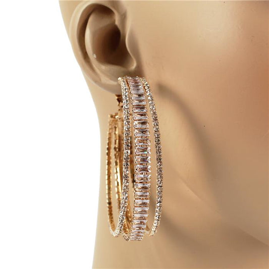 Rhinestone 65 MM Hoop Earring