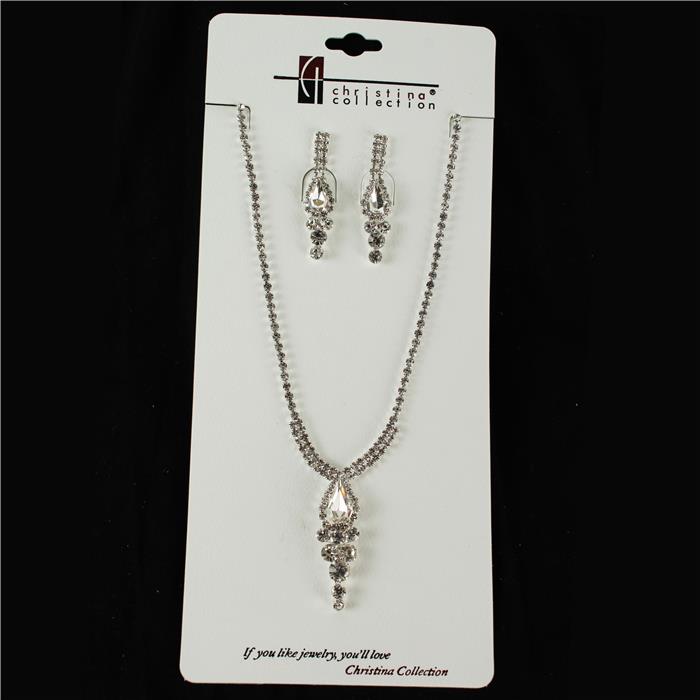 Rhinestone With Crystal Necklace Set