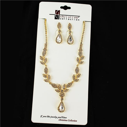 Rhinestone With Crystal Necklace Set