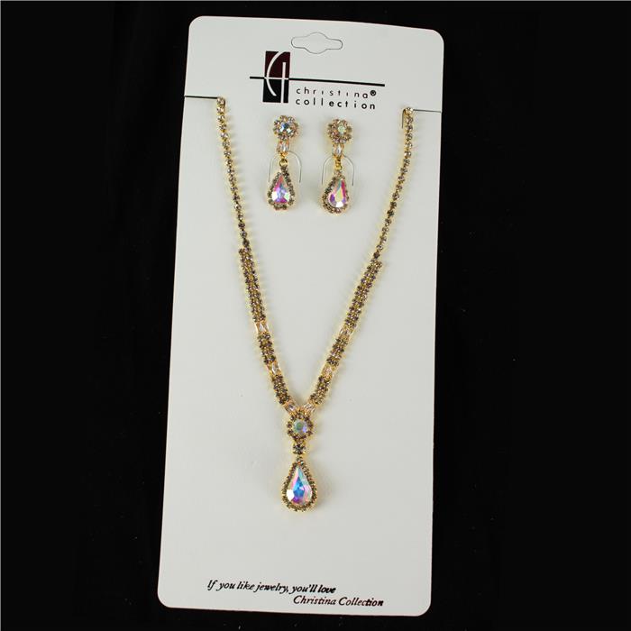 Rhinestone With Crystal Necklace Set