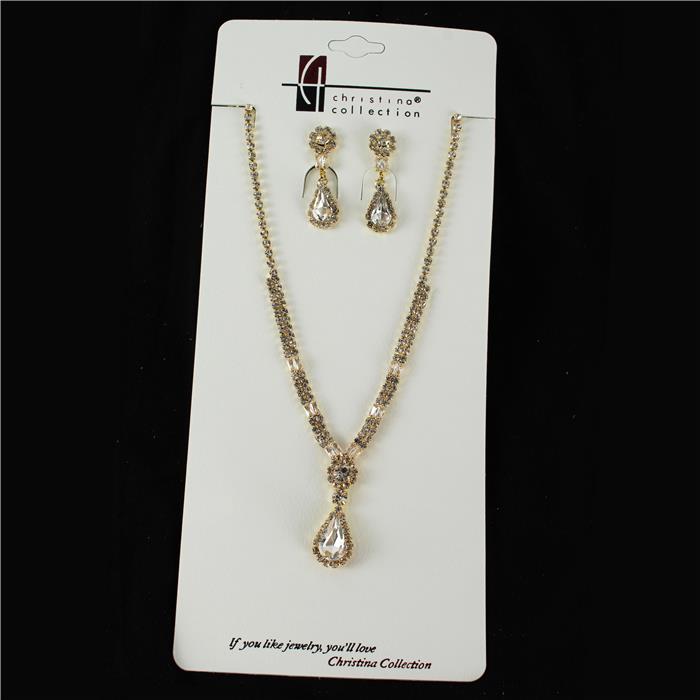 Rhinestone With Crystal Necklace Set