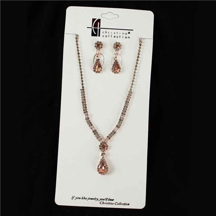 Rhinestone With Crystal Necklace Set