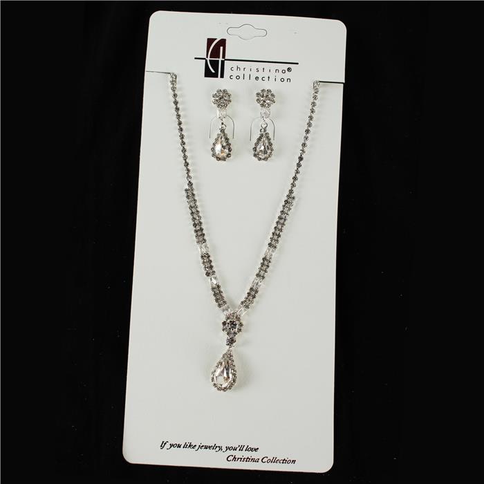 Rhinestone With Crystal Necklace Set