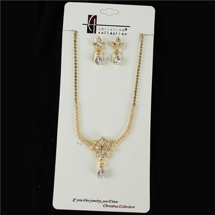 Rhinestone With Crystal Necklace Set