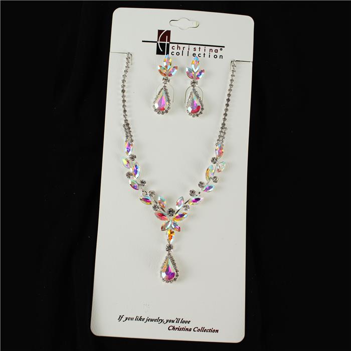 Rhinestone With Crystal Necklace Set