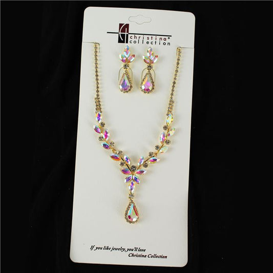 Rhinestone With Crystal Necklace Set