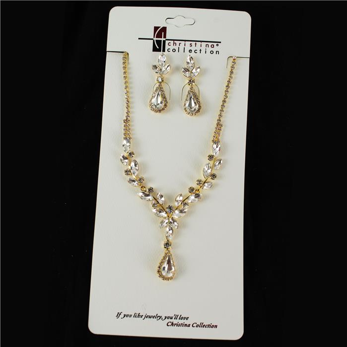 Rhinestone With Crystal Necklace Set