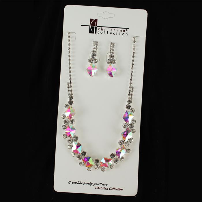 Rhinestone With Crystal Necklace Set