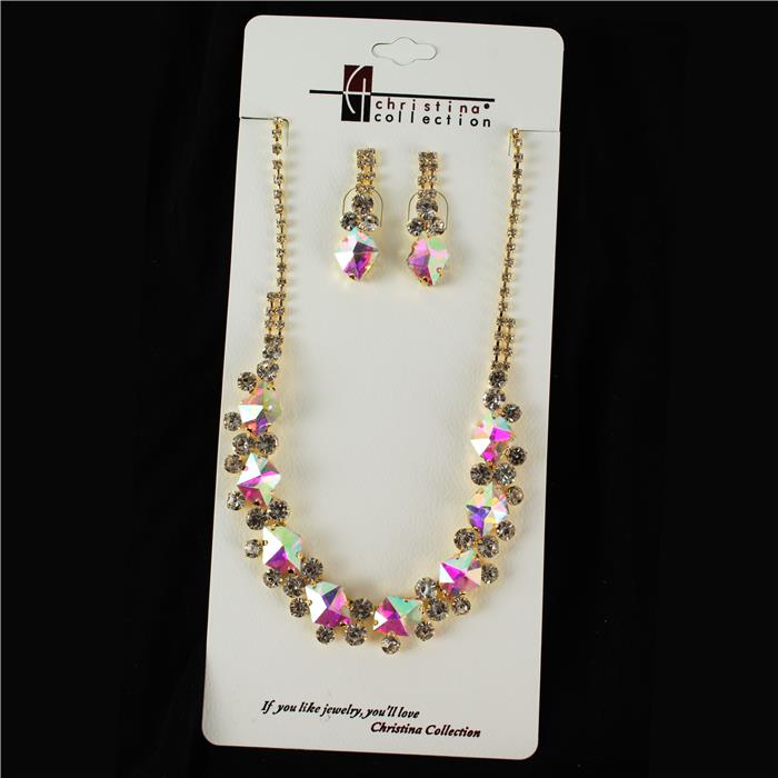 Rhinestone With Crystal Necklace Set