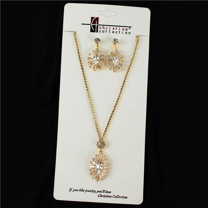 Rhinestone With Crystal Necklace Set