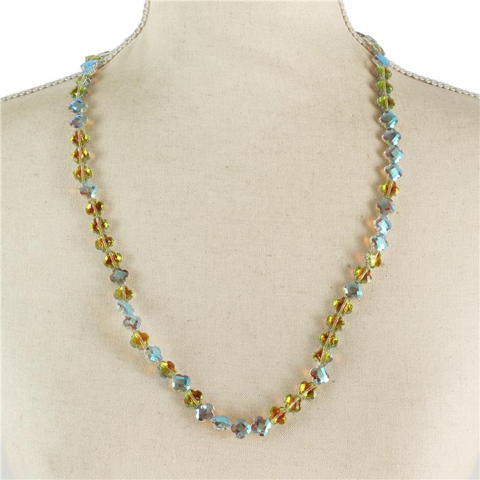 Clover Shape Glass Crystal Necklace