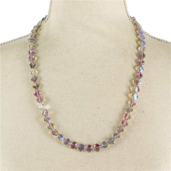 Clover Shape Glass Crystal Necklace