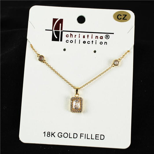 18 K Gold Filled CZ  Charm Necklace