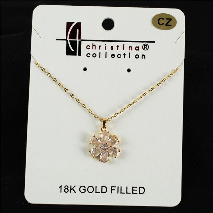 18 K Gold Filled CZ  Charm Necklace