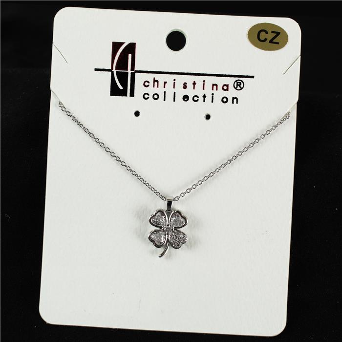 18 K Gold Filled CZ Clover Charm Necklace