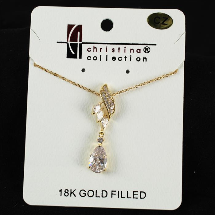 18 K Gold Filled CZ  Charm Necklace