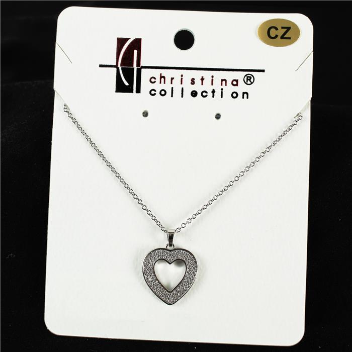 18 K Gold Filled CZ Heart Charm Necklace