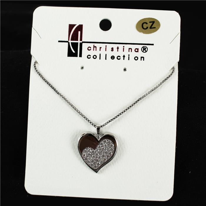 18 K Gold Filled CZ Heart Charm Necklace