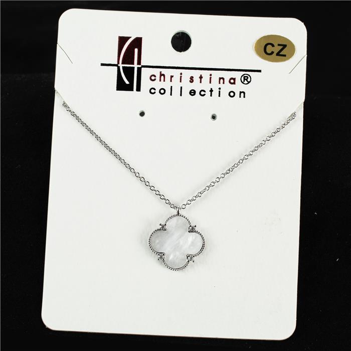 18 K Gold Filled CZ Clover Charm Necklace