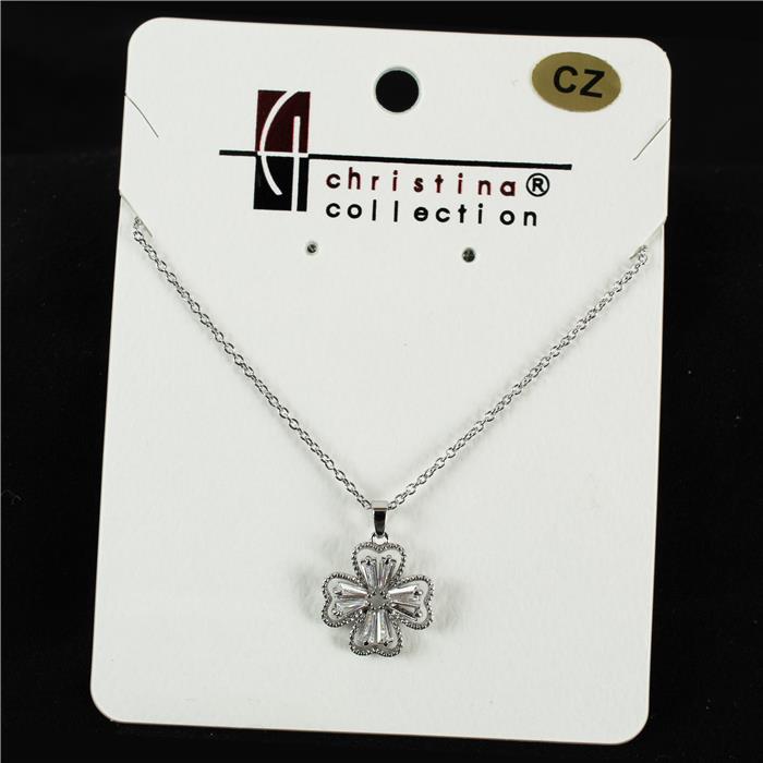 18 K Gold Filled CZ Clover Charm Necklace