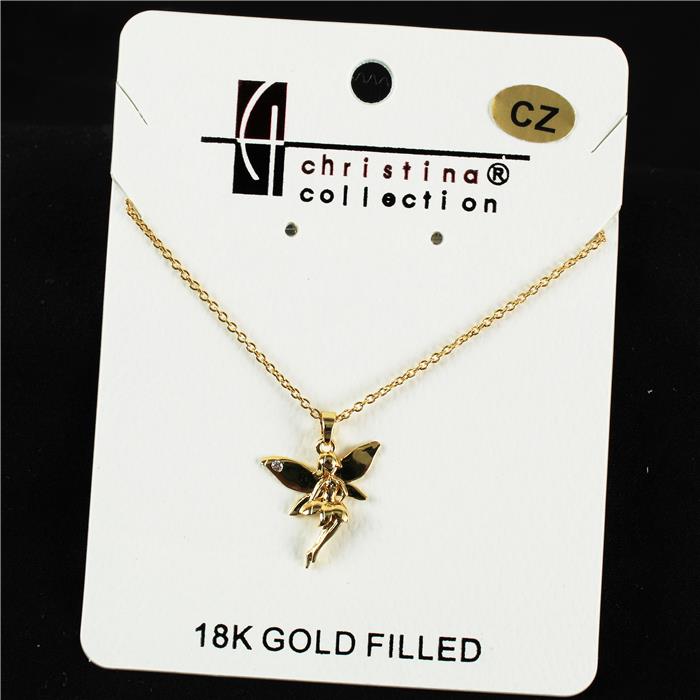 18 K Gold Filled CZ Tinker Bell Charm Necklace