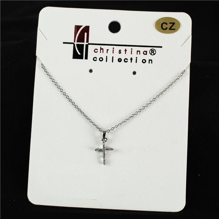 18 K Gold Filled CZ Cross Charm Necklace