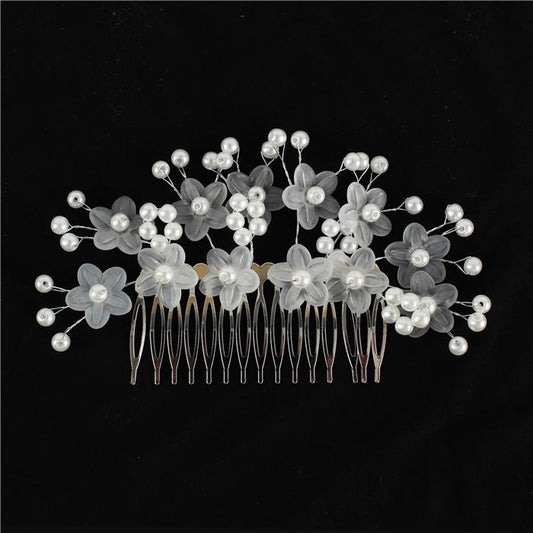 Pearl Flower Bead Hair Comb