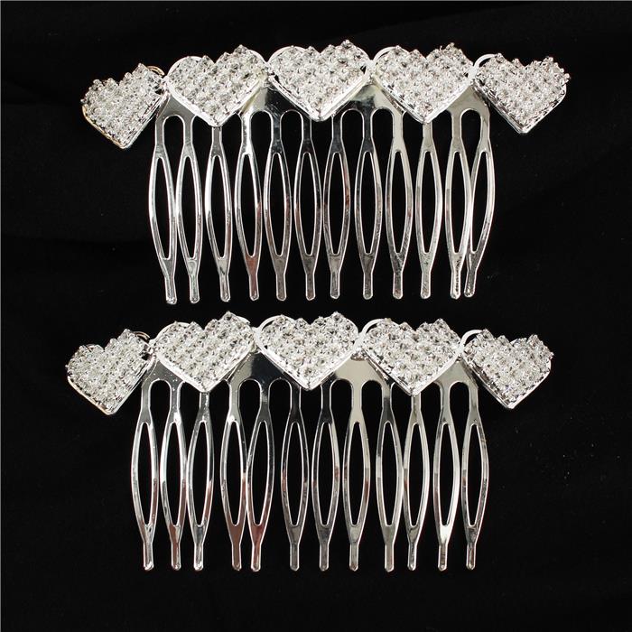 2 PC Rhinestone Flower Hair Comb