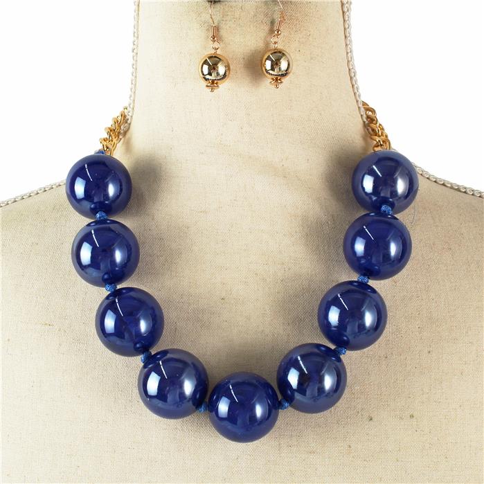 Acrylic Ball Chunky Necklace Set